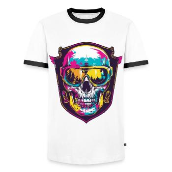 Ski Masque de ski Skull - T-shirt contrasté Homme - blanc/noir - Devant - AI Model Female 172 light (172cm) & AI Model Male 178 dark (178cm)