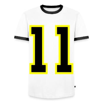 Maillot à 11 numéros - T-shirt contrasté Homme - blanc/noir - Devant - AI Model Female 172 light (172cm) & AI Model Male 178 dark (178cm)