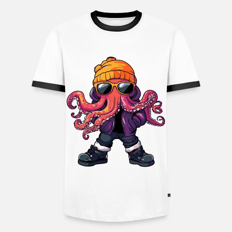 Oktopus Cool Comic - Männer Kontrast-T-Shirt - Weiß/Schwarz
