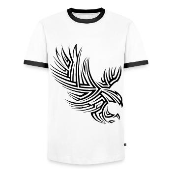 Eagle Tribal Tattoo - Men's Ringer Shirt - white/black - Front - AI Model Female 172 light (172cm) & AI Model Male 178 dark (178cm)