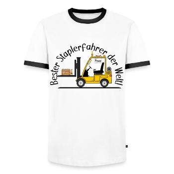 Staplerfahrer Bier Wurst beste Staplerfahrer - Männer Kontrast-T-Shirt - Weiß/Schwarz - Vorne - AI Model Female 172 light (172cm) & AI Model Male 178 dark (178cm)