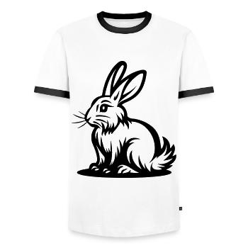 Icône de lapin de Pâques Pâques - T-shirt contrasté Homme - blanc/noir - Devant - AI Model Female 172 light (172cm) & AI Model Male 178 dark (178cm)