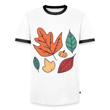 Embrassez la Beauté de l'Automne - T-shirt contrasté Homme - blanc/noir - Devant - AI Model Female 172 light (172cm) & AI Model Male 178 dark (178cm)