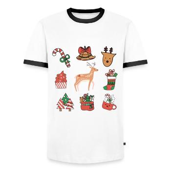 Happy Christmas Wishing you joy and peace this sea - Men's Ringer Shirt - white/black - Front - AI Model Female 172 light (172cm) & AI Model Male 178 dark (178cm)