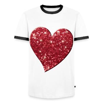 Coeur, cadeau de jour de Valentine pour des femmes et des filles - T-shirt contrasté Homme - blanc/noir - Devant - AI Model Female 172 light (172cm) & AI Model Male 178 dark (178cm)