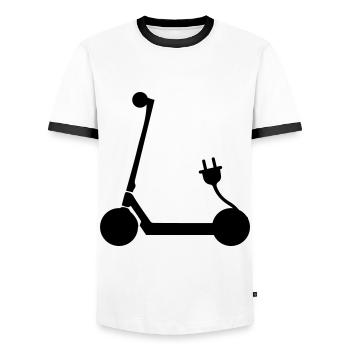 E-roller Icon - Männer Kontrast-T-Shirt - Weiß/Schwarz - Vorne - AI Model Female 172 light (172cm) & AI Model Male 178 dark (178cm)