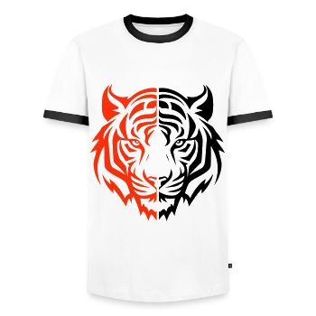 Tiger Head - Men's Ringer Shirt - white/black - Front - AI Model Female 172 light (172cm) & AI Model Male 178 dark (178cm)