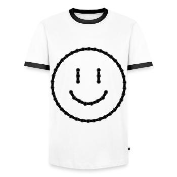 Aurait eu une chaîne de vélo 17 - T-shirt contrasté Homme - blanc/noir - Devant - AI Model Female 172 light (172cm) & AI Model Male 178 dark (178cm)