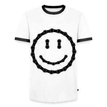 Aurait eu une chaîne de vélo 15 - T-shirt contrasté Homme - blanc/noir - Devant - AI Model Female 172 light (172cm) & AI Model Male 178 dark (178cm)