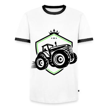 Tractor Silhouette Agriculture - Men's Ringer Shirt - white/black - Front - AI Model Female 172 light (172cm) & AI Model Male 178 dark (178cm)