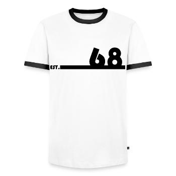 68_Black - Männer Kontrast-T-Shirt - Weiß/Schwarz - Vorne - AI Model Female 172 light (172cm) & AI Model Male 178 dark (178cm)