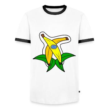 Two bananas - Männer Kontrast-T-Shirt - Weiß/Schwarz - Vorne - AI Model Female 172 light (172cm) & AI Model Male 178 dark (178cm)