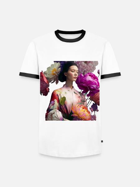 Geisha in Kimono Gift - Men's Ringer Shirt - white/black