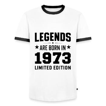 Legends Are Born In 1973 Édition limitée - T-shirt contrasté Homme - blanc/noir - Devant - AI Model Female 172 light (172cm) & AI Model Male 178 dark (178cm)