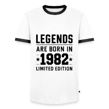 Legends Are Born In 1982 Limited Edition - Männer Kontrast-T-Shirt - Weiß/Schwarz - Vorne - AI Model Female 172 light (172cm) & AI Model Male 178 dark (178cm)