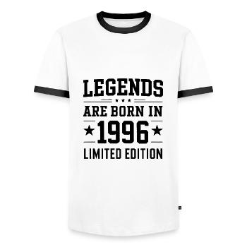 Legends Are Born In 1996 Edition limitée - T-shirt contrasté Homme - blanc/noir - Devant - AI Model Female 172 light (172cm) & AI Model Male 178 dark (178cm)