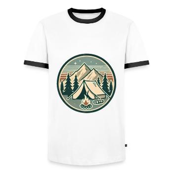 Vintage-Abzeichen für Bergabenteuer - Männer Kontrast-T-Shirt - Weiß/Schwarz - Vorne - AI Model Female 172 light (172cm) & AI Model Male 178 dark (178cm)