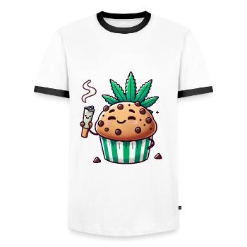 Muffin réfrigéré avec joint de feuille - T-shirt contrasté Homme - blanc/noir - Devant - AI Model Female 172 light (172cm) & AI Model Male 178 dark (178cm)