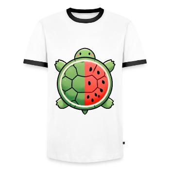 Natures Sweet Blend Watermelon Turtle - Men's Ringer Shirt - white/black - Front - AI Model Female 172 light (172cm) & AI Model Male 178 dark (178cm)