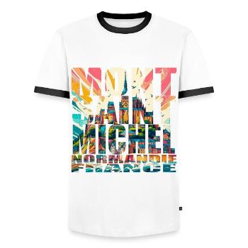 Mont Saint-Michel - Männer Kontrast-T-Shirt - Weiß/Schwarz - Vorne - AI Model Female 172 light (172cm) & AI Model Male 178 dark (178cm)