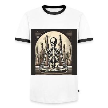 Illustration de squelette dans la solitude - T-shirt contrasté Homme - blanc/noir - Devant - AI Model Female 172 light (172cm) & AI Model Male 178 dark (178cm)