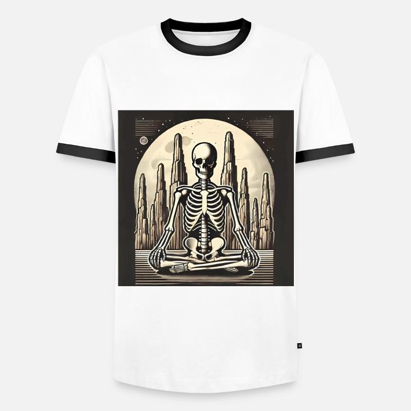 Skeleton in Solitude Illustration - Men's Ringer Shirt - white/black