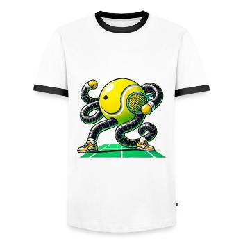 Rendez-vous sur le court de tennis Jeu de mots TShirt - T-shirt contrasté Homme - blanc/noir - Devant - AI Model Female 172 light (172cm) & AI Model Male 178 dark (178cm)