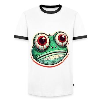 Funny Frog Lover Vintage Illustration - Men's Ringer Shirt - white/black - Front - AI Model Female 172 light (172cm) & AI Model Male 178 dark (178cm)