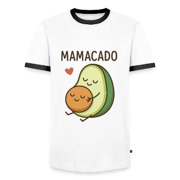 Mamacado – Sweet Avocado Mom Design with Baby Pit. - Men's Ringer Shirt - white/black - Front - AI Model Female 172 light (172cm) & AI Model Male 178 dark (178cm)