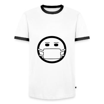 Mask and face mask - Men's Ringer Shirt - white/black - Front - AI Model Female 172 light (172cm) & AI Model Male 178 dark (178cm)