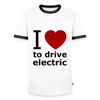 Electric car - Men's Ringer Shirt - white/black - Front - AI Model Female 172 light (172cm) & AI Model Male 178 dark (178cm)