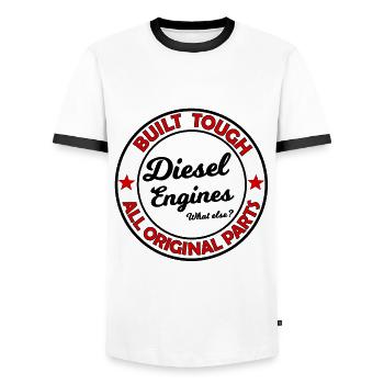 Displacement and Diesel Engine Fans - Men's Ringer Shirt - white/black - Front - AI Model Female 172 light (172cm) & AI Model Male 178 dark (178cm)