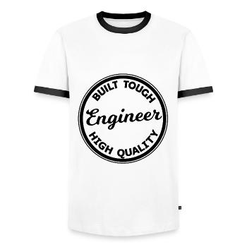 Qualité et Ingénieur - T-shirt contrasté Homme - blanc/noir - Devant - AI Model Female 172 light (172cm) & AI Model Male 178 dark (178cm)