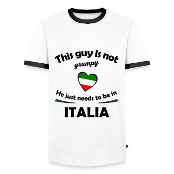 Grumpy in Italia - Men's Ringer Shirt - white/black - Front - AI Model Female 172 light (172cm) & AI Model Male 178 dark (178cm)
