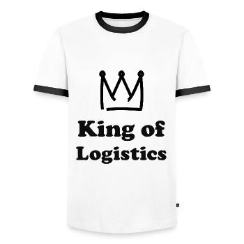 The king of logistics - Men's Ringer Shirt - white/black - Front - AI Model Female 172 light (172cm) & AI Model Male 178 dark (178cm)