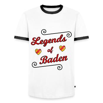 The Badnerland Legends - Men's Ringer Shirt - white/black - Front - AI Model Female 172 light (172cm) & AI Model Male 178 dark (178cm)
