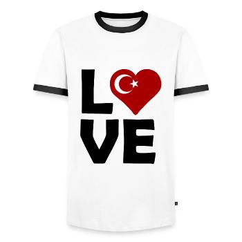 Türkische Liebe - Männer Kontrast-T-Shirt - Weiß/Schwarz - Vorne - AI Model Female 172 light (172cm) & AI Model Male 178 dark (178cm)