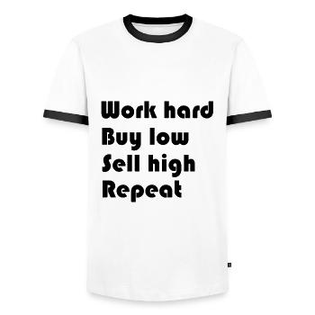 The strategy for millionaires - Men's Ringer Shirt - white/black - Front - AI Model Female 172 light (172cm) & AI Model Male 178 dark (178cm)