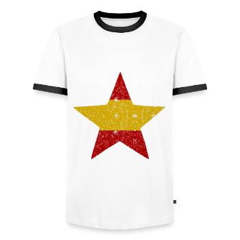 Les stars espagnoles - T-shirt contrasté Homme - blanc/noir - Devant - AI Model Female 172 light (172cm) & AI Model Male 178 dark (178cm)