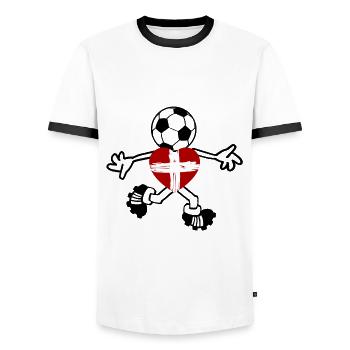 The Swiss footballer - Men's Ringer Shirt - white/black - Front - AI Model Female 172 light (172cm) & AI Model Male 178 dark (178cm)