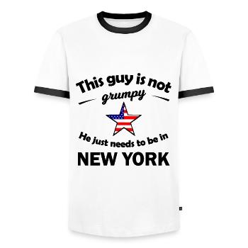 Chez lui à New York - T-shirt contrasté Homme - blanc/noir - Devant - AI Model Female 172 light (172cm) & AI Model Male 178 dark (178cm)