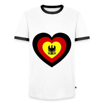 Ein Herz für unser Germany - Männer Kontrast-T-Shirt - Weiß/Schwarz - Vorne - AI Model Female 172 light (172cm) & AI Model Male 178 dark (178cm)