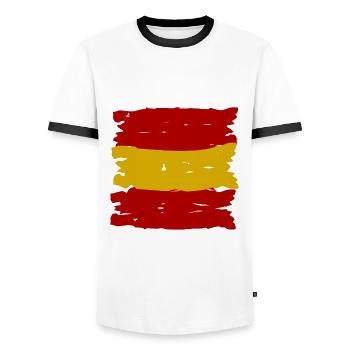 L’équipe espagnole - T-shirt contrasté Homme - blanc/noir - Devant - AI Model Female 172 light (172cm) & AI Model Male 178 dark (178cm)