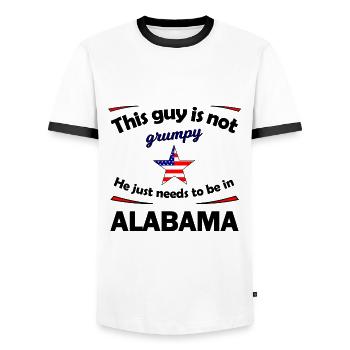 Chez nous en Alabama - T-shirt contrasté Homme - blanc/noir - Devant - AI Model Female 172 light (172cm) & AI Model Male 178 dark (178cm)
