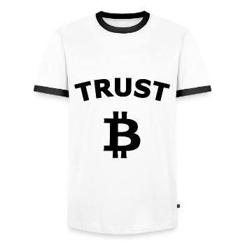 Faites confiance aux pièces - T-shirt contrasté Homme - blanc/noir - Devant - AI Model Female 172 light (172cm) & AI Model Male 178 dark (178cm)
