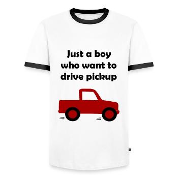 Chauffeur de camionnette - T-shirt contrasté Homme - blanc/noir - Devant - AI Model Female 172 light (172cm) & AI Model Male 178 dark (178cm)