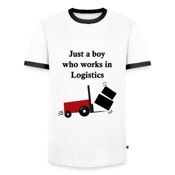 Logistique et transport - T-shirt contrasté Homme - blanc/noir - Devant - AI Model Female 172 light (172cm) & AI Model Male 178 dark (178cm)
