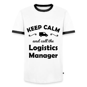 The Logistics Manager - Men's Ringer Shirt - white/black - Front - AI Model Female 172 light (172cm) & AI Model Male 178 dark (178cm)