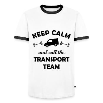 L’équipe Transport - T-shirt contrasté Homme - blanc/noir - Devant - AI Model Female 172 light (172cm) & AI Model Male 178 dark (178cm)