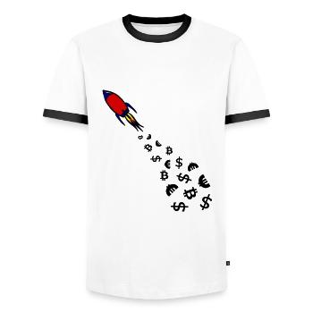 Bitcoin und Dollars - Männer Kontrast-T-Shirt - Weiß/Schwarz - Vorne - AI Model Female 172 light (172cm) & AI Model Male 178 dark (178cm)